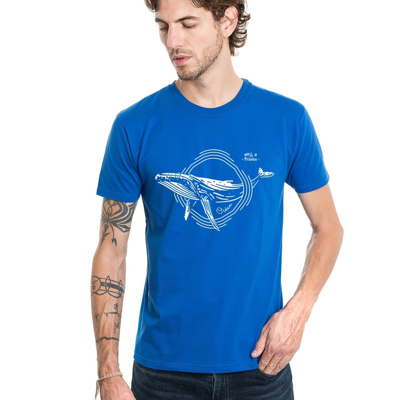 Tee shirt coton homme à manche courte et col rond