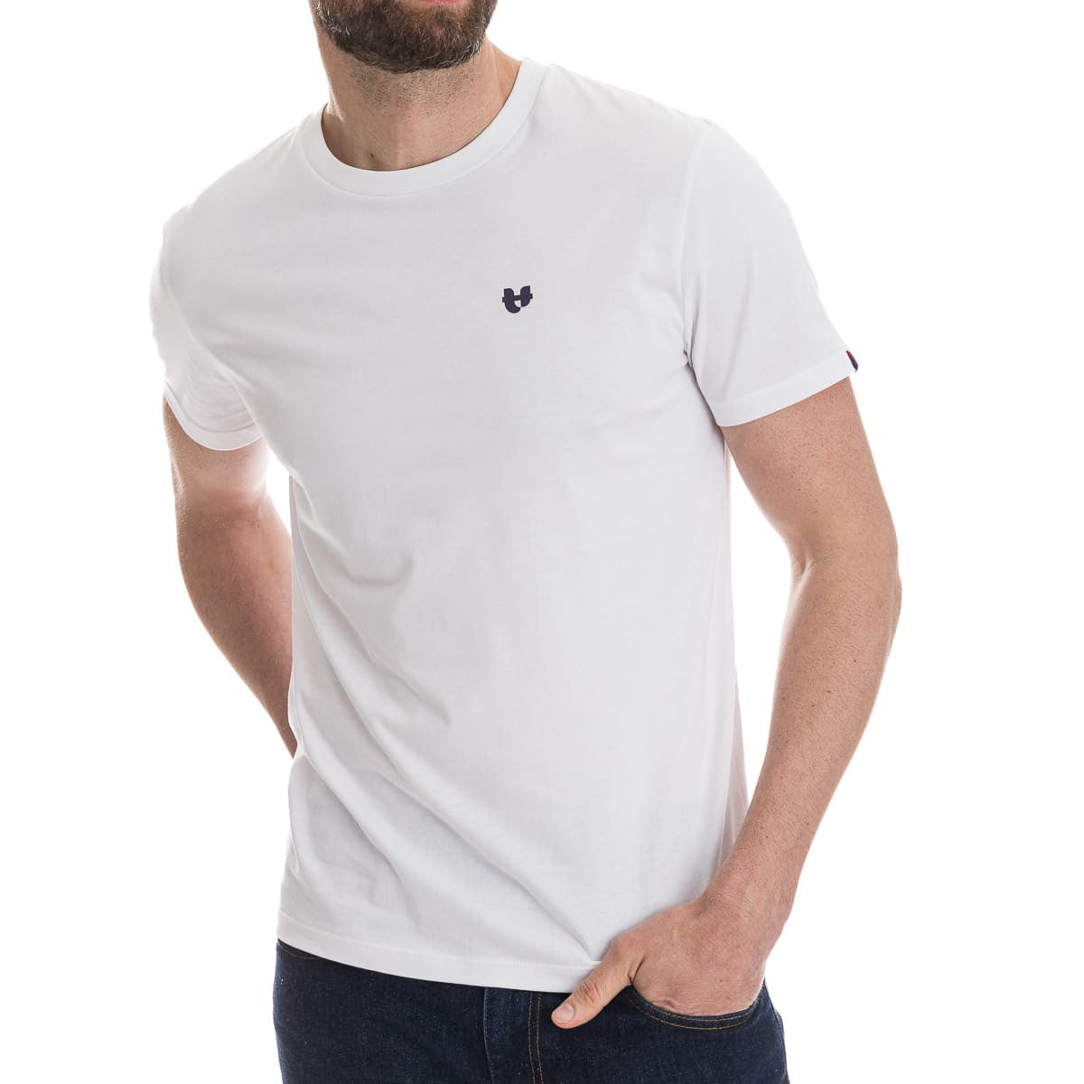 T-shirt blanc homme col rond en coton bio