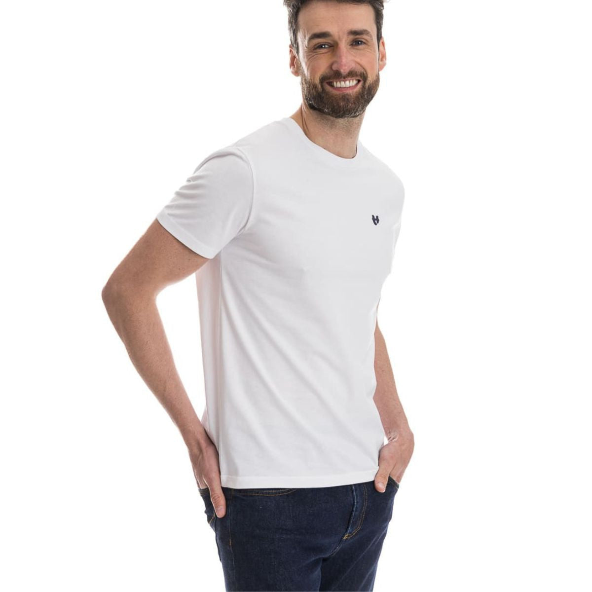 T-shirt blanc homme col rond en coton bio