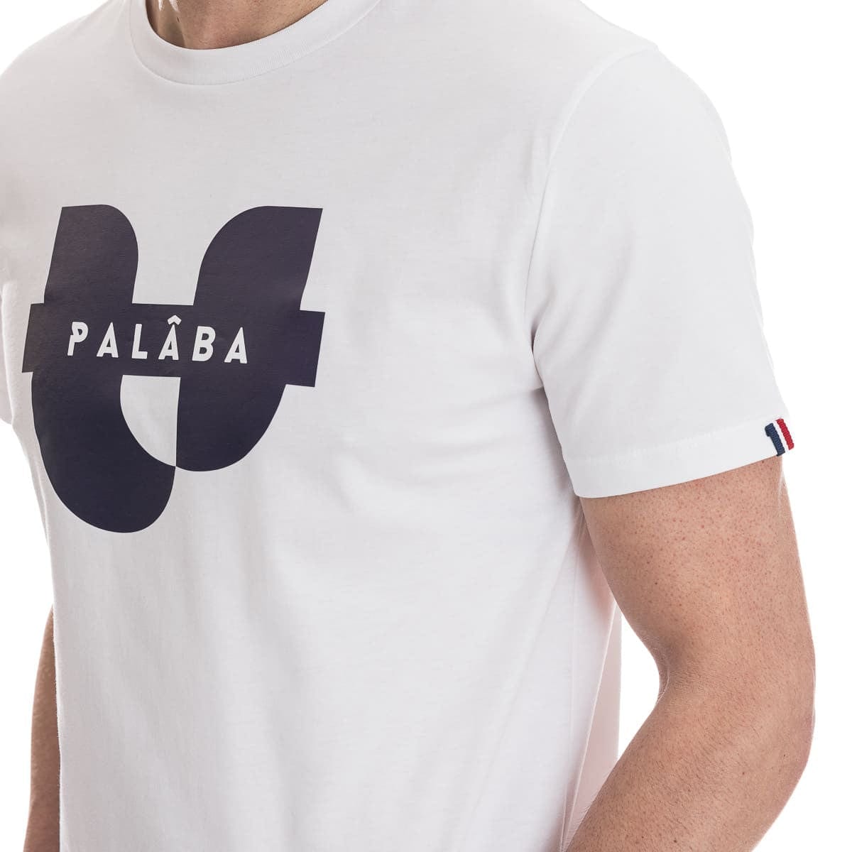 T-shirt blanc homme en coton bio col rond et bords côte