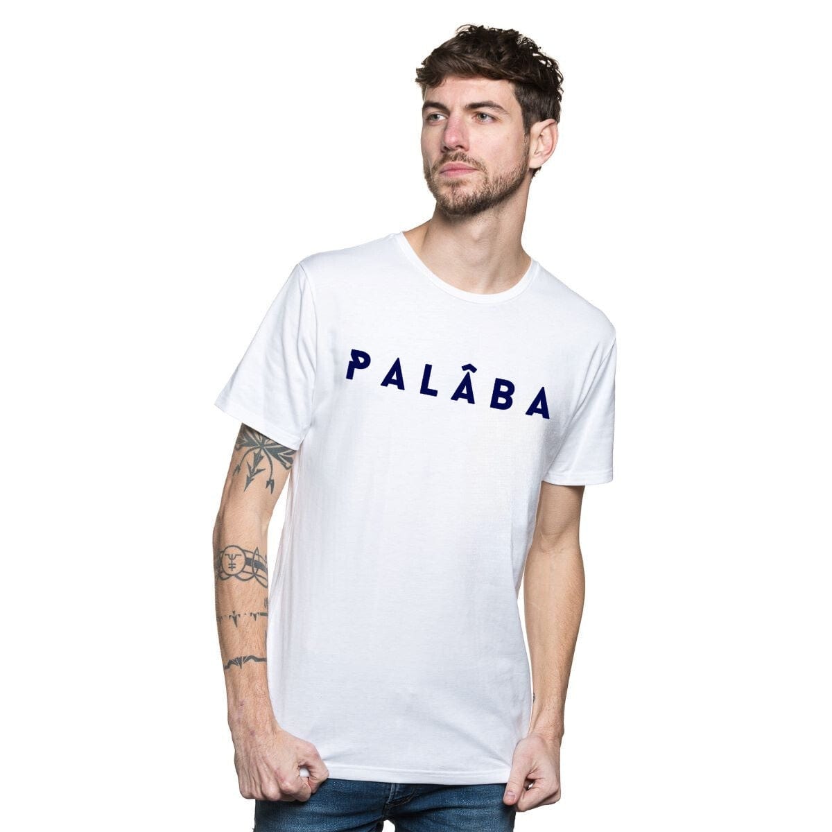 T-shirt homme blanc fabriqué en France en coton bio et col rond