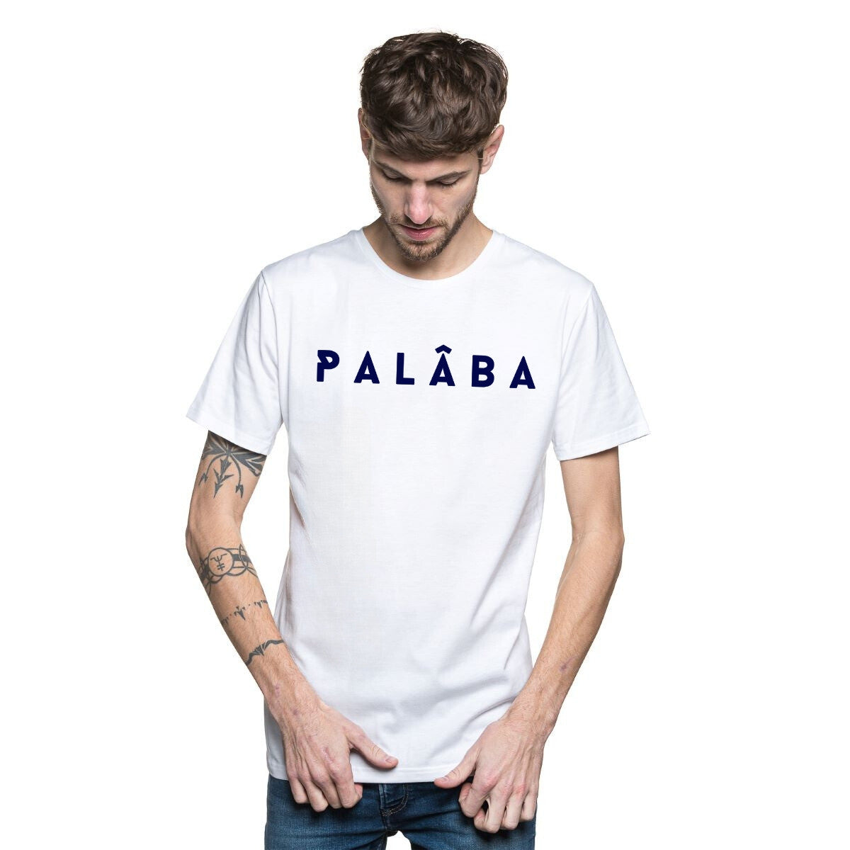 T-shirt homme blanc fabriqué en France en coton bio et col rond