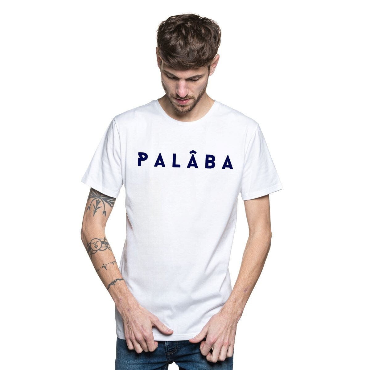 T-shirt homme blanc fabriqué en France en coton bio et col rond