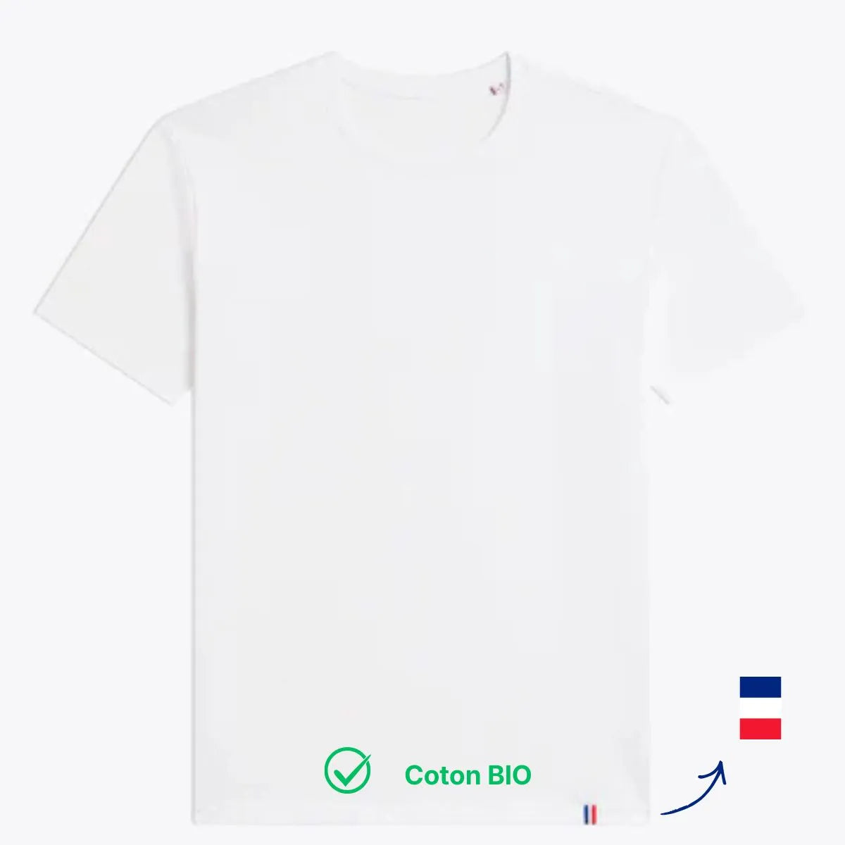 T shirt blanc homme col rond avec bords côtes
