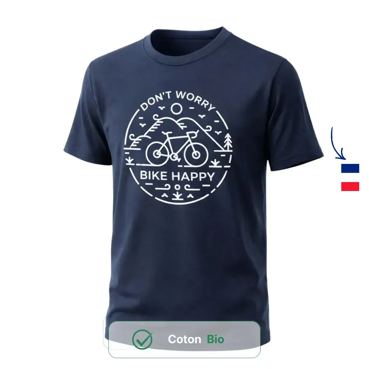 T-shirt Homme bleu | Don’t worry Bike Happy