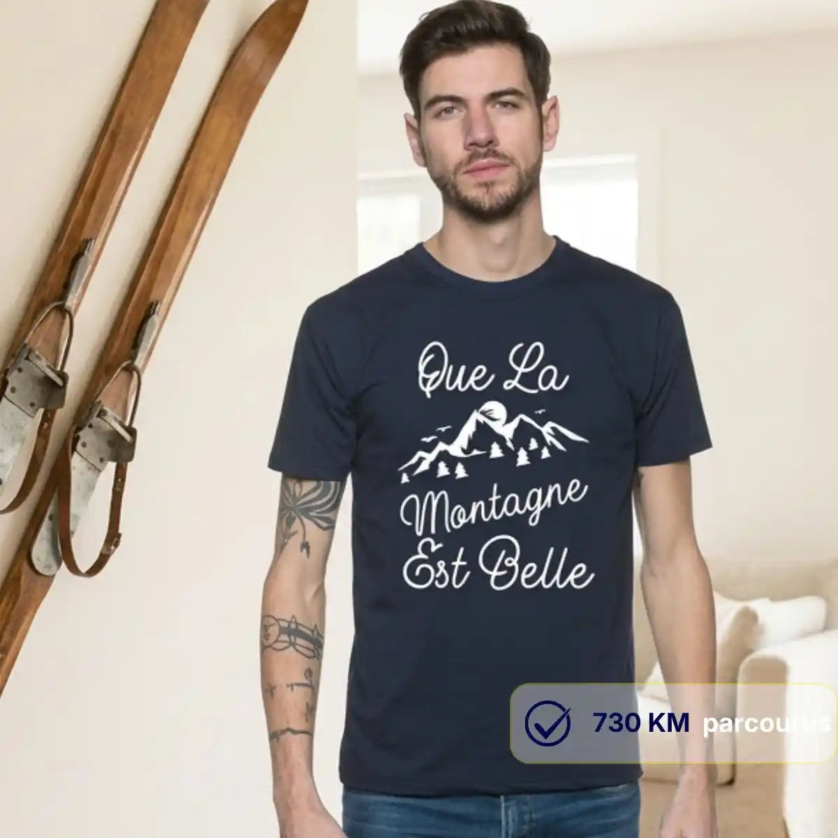 T-shirt Homme bleu | Que la montagne est belle