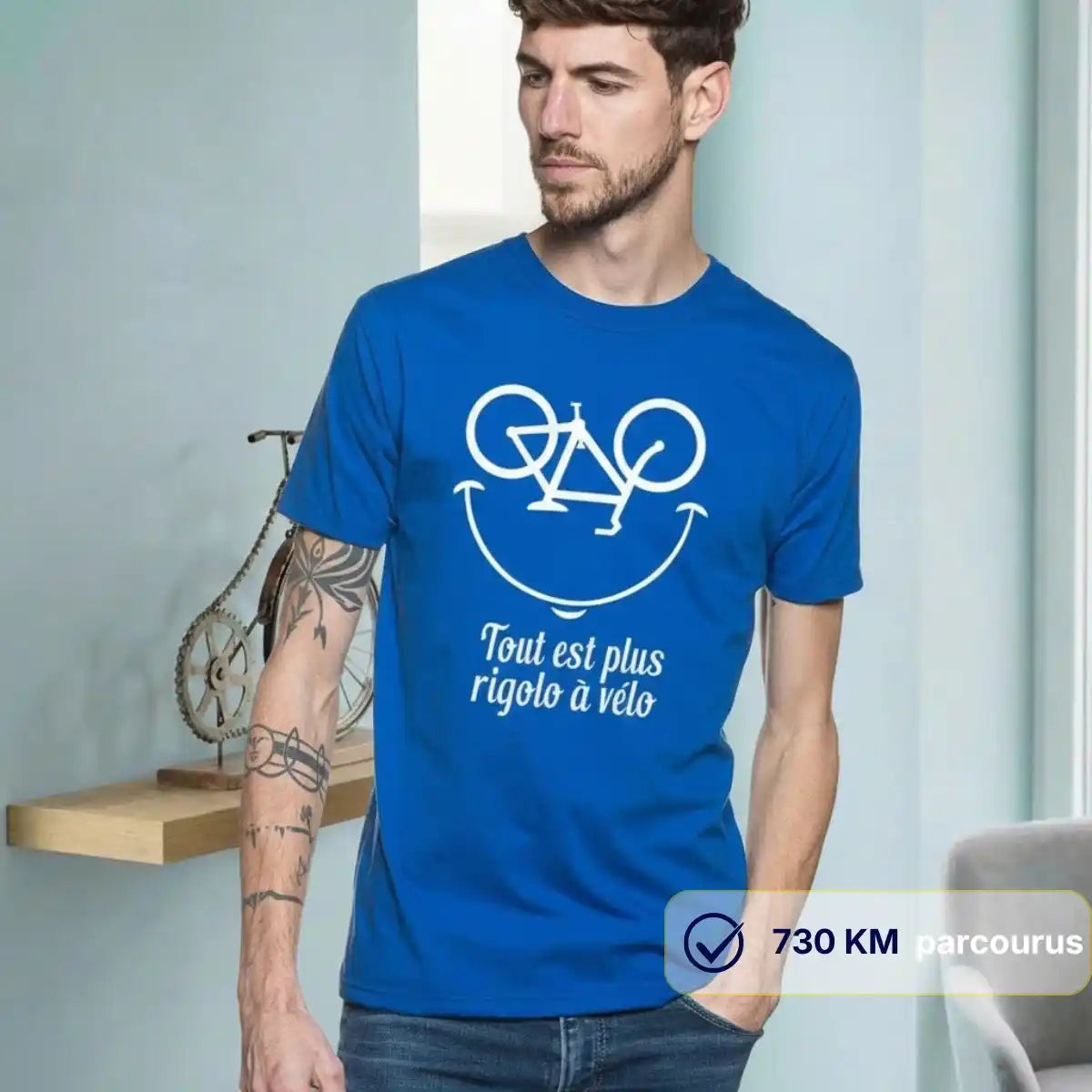 T-shirt Homme bleu roi | Tout est plus rigolo
