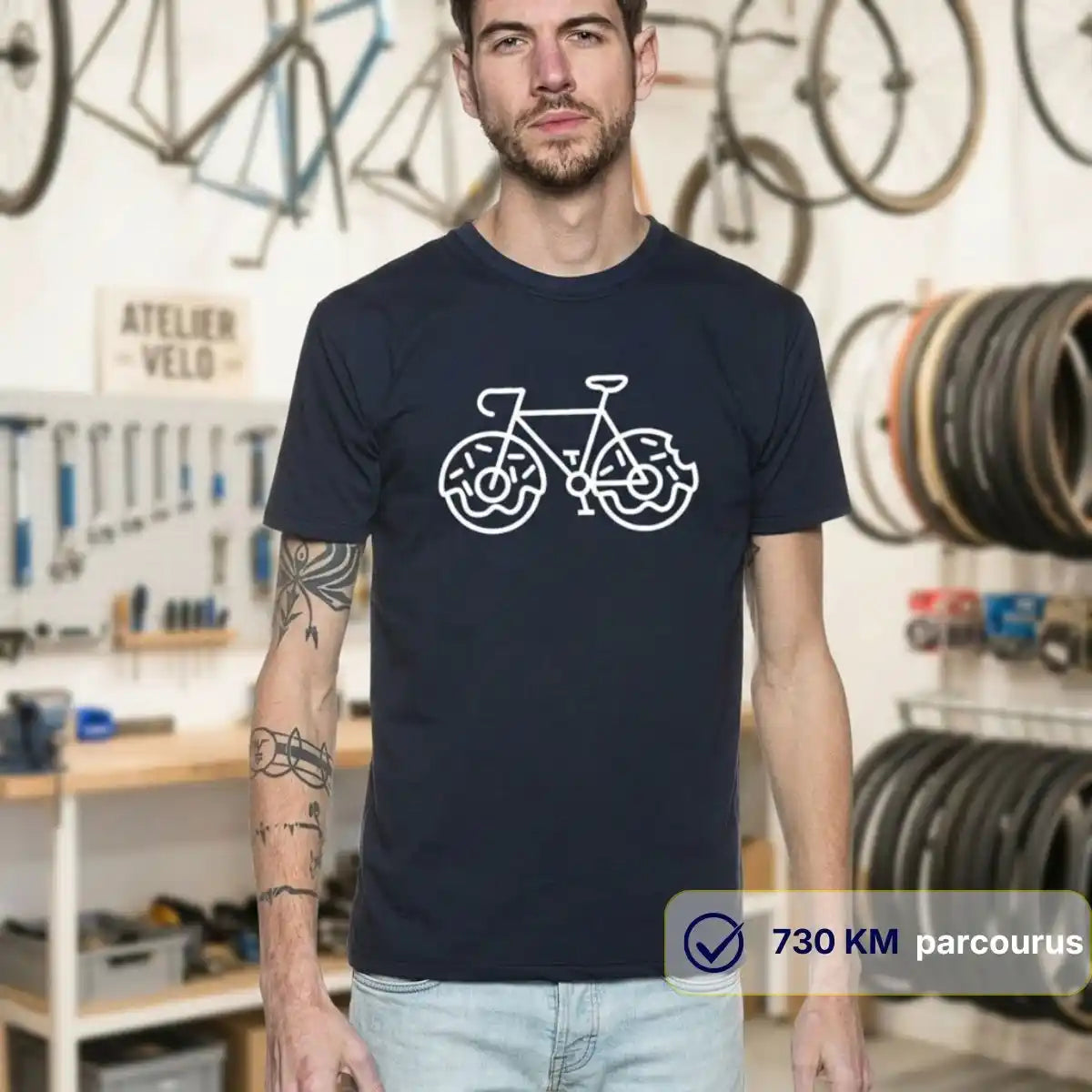 T-shirt Homme bleu | Vélo ’Donuts’