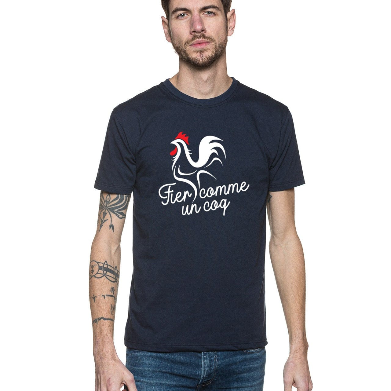 t shirt France pour homme en coton avec manches courtes