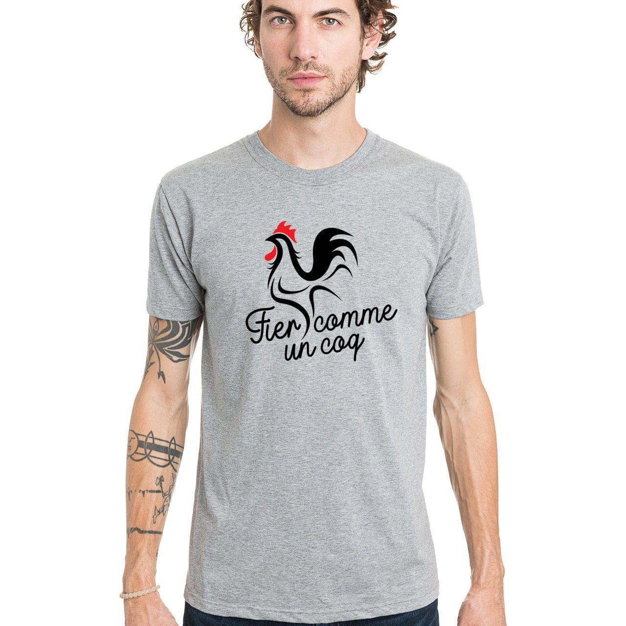 t shirt France pour homme en coton avec manches courtes