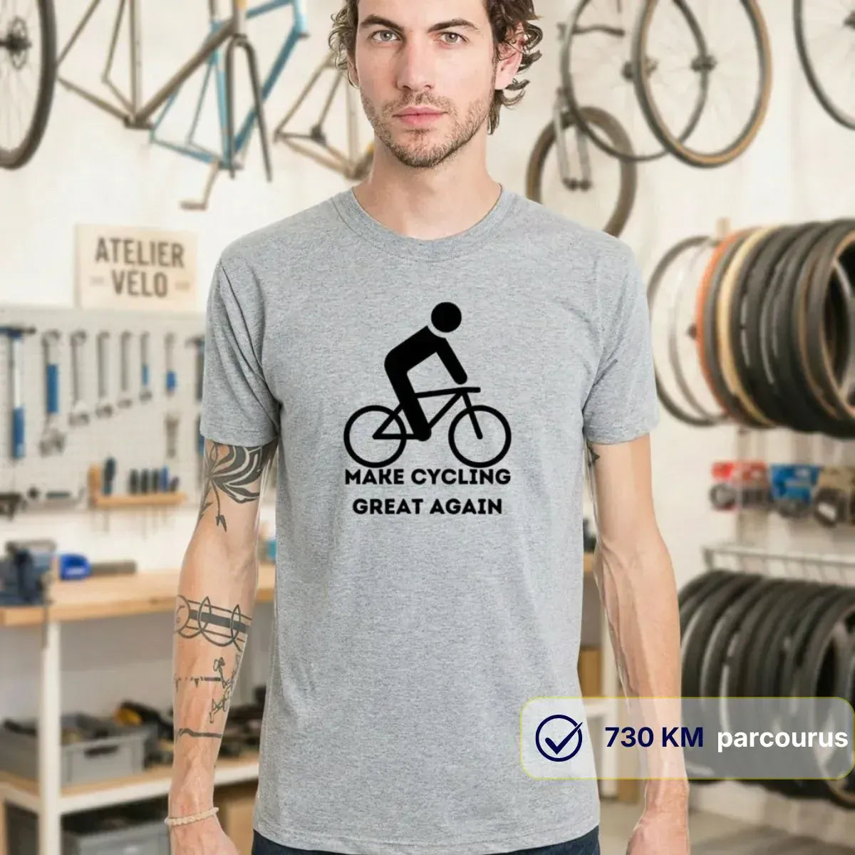 T-shirt Homme gris | Vélo ’Make Cycling great again’