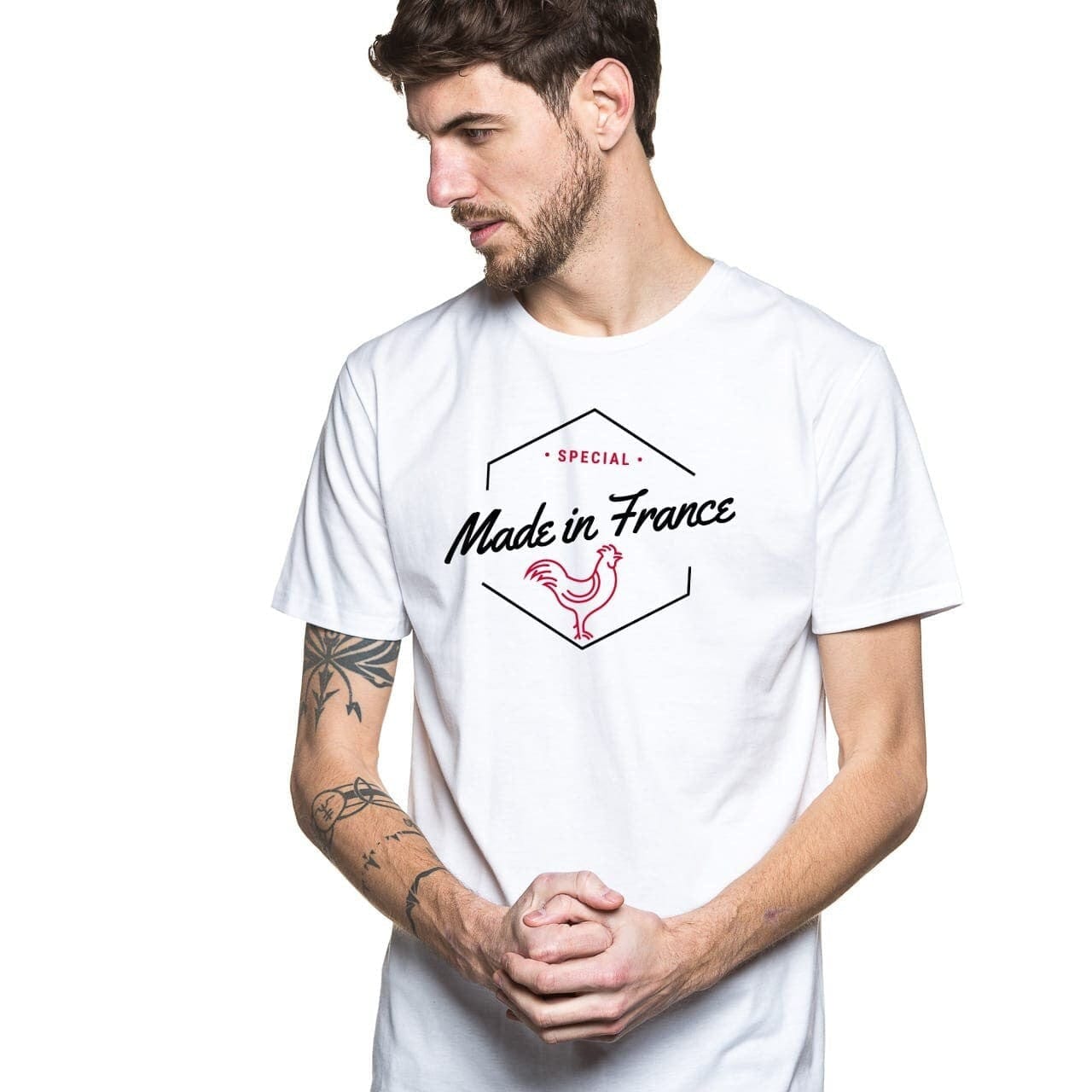 T shirt France à manches courtes avec un col rond en coton