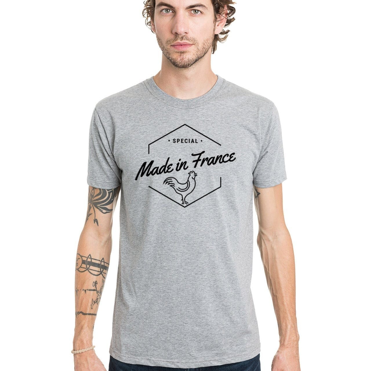 T shirt France à manches courtes avec un col rond en coton