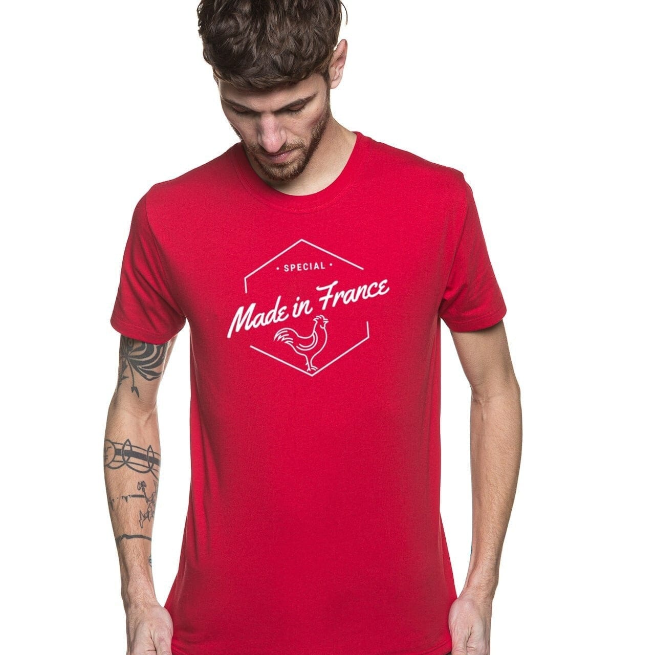 T shirt France à manches courtes avec un col rond en coton