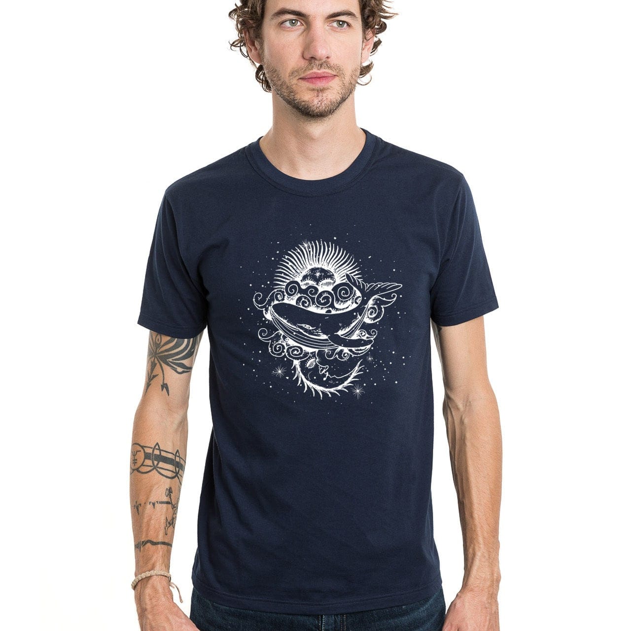 T shirt Français bleu à manche courte en coton bio