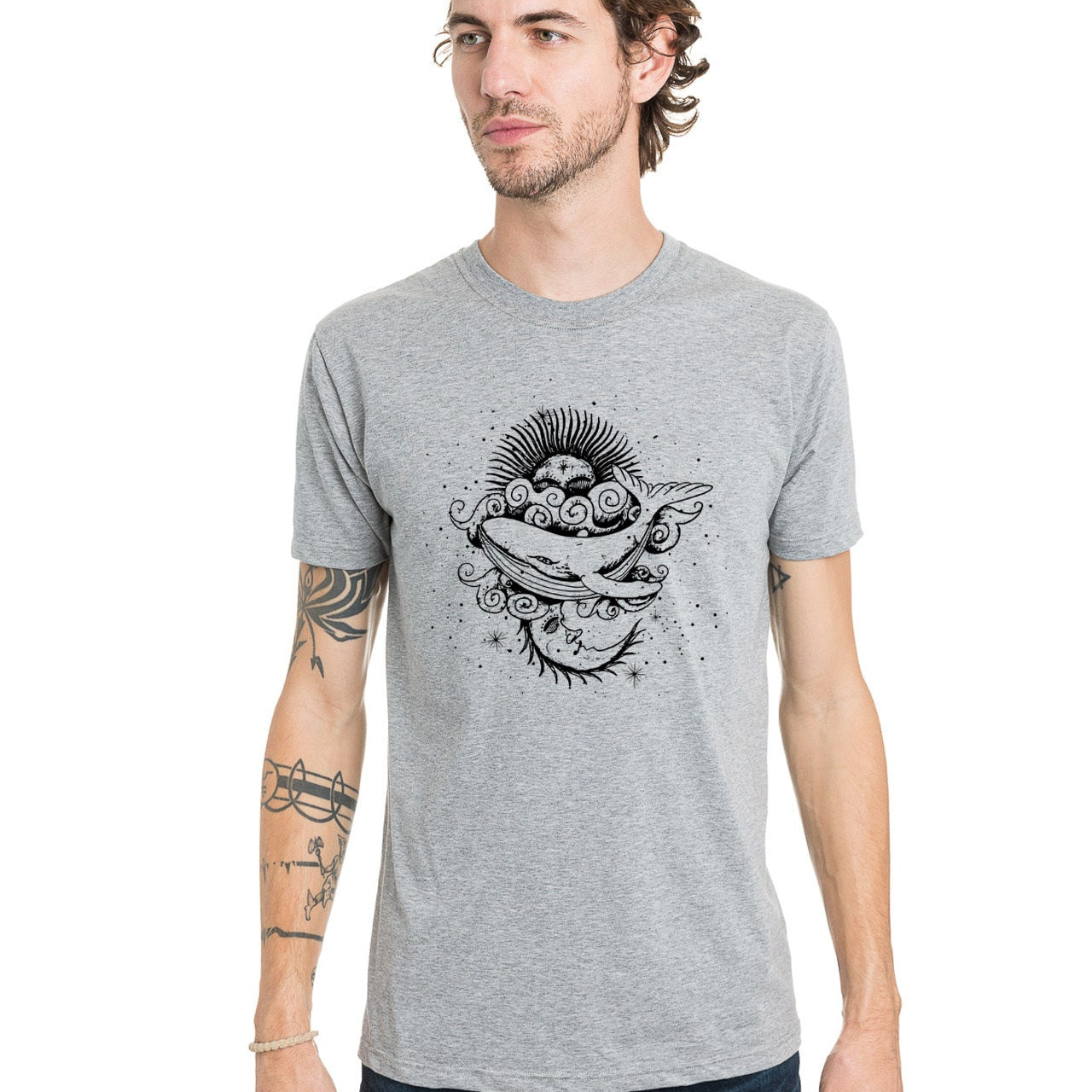 T shirt Français gris à manche courte en coton bio