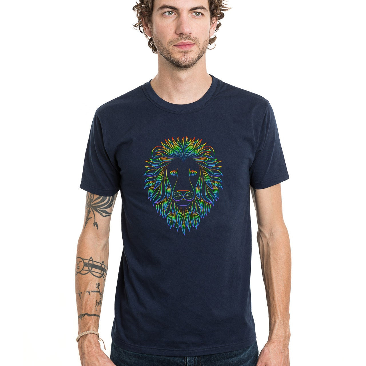 T shirt original pour homme bleu marine à manches courtes et coton bio