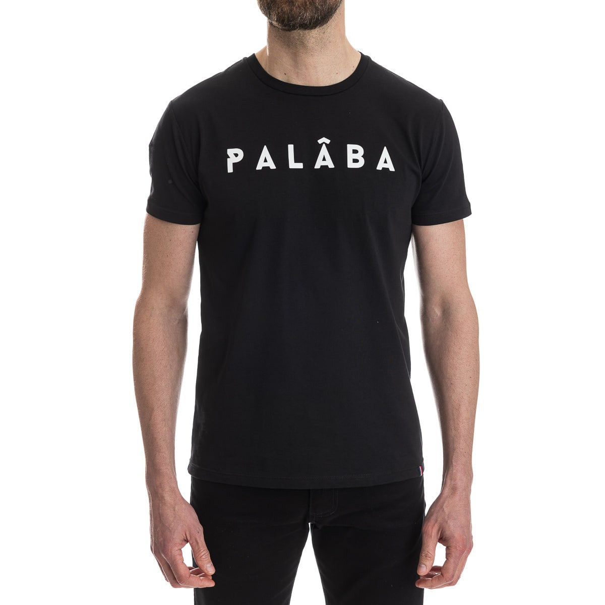 T shirt noir pour homme à col rond en coton