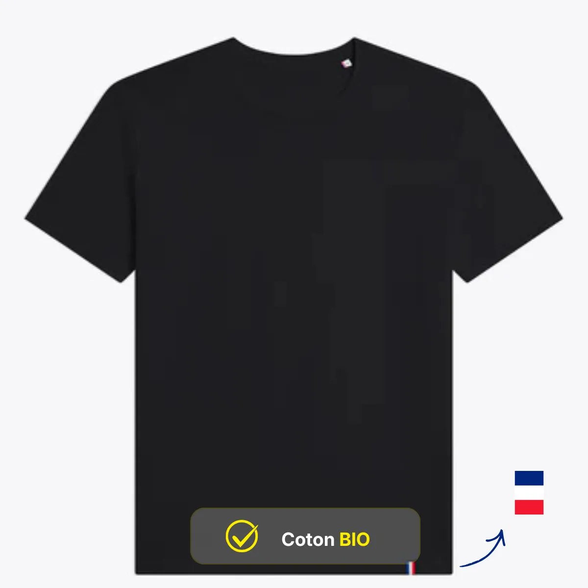 t-shirt pour homme noir super épais made in France