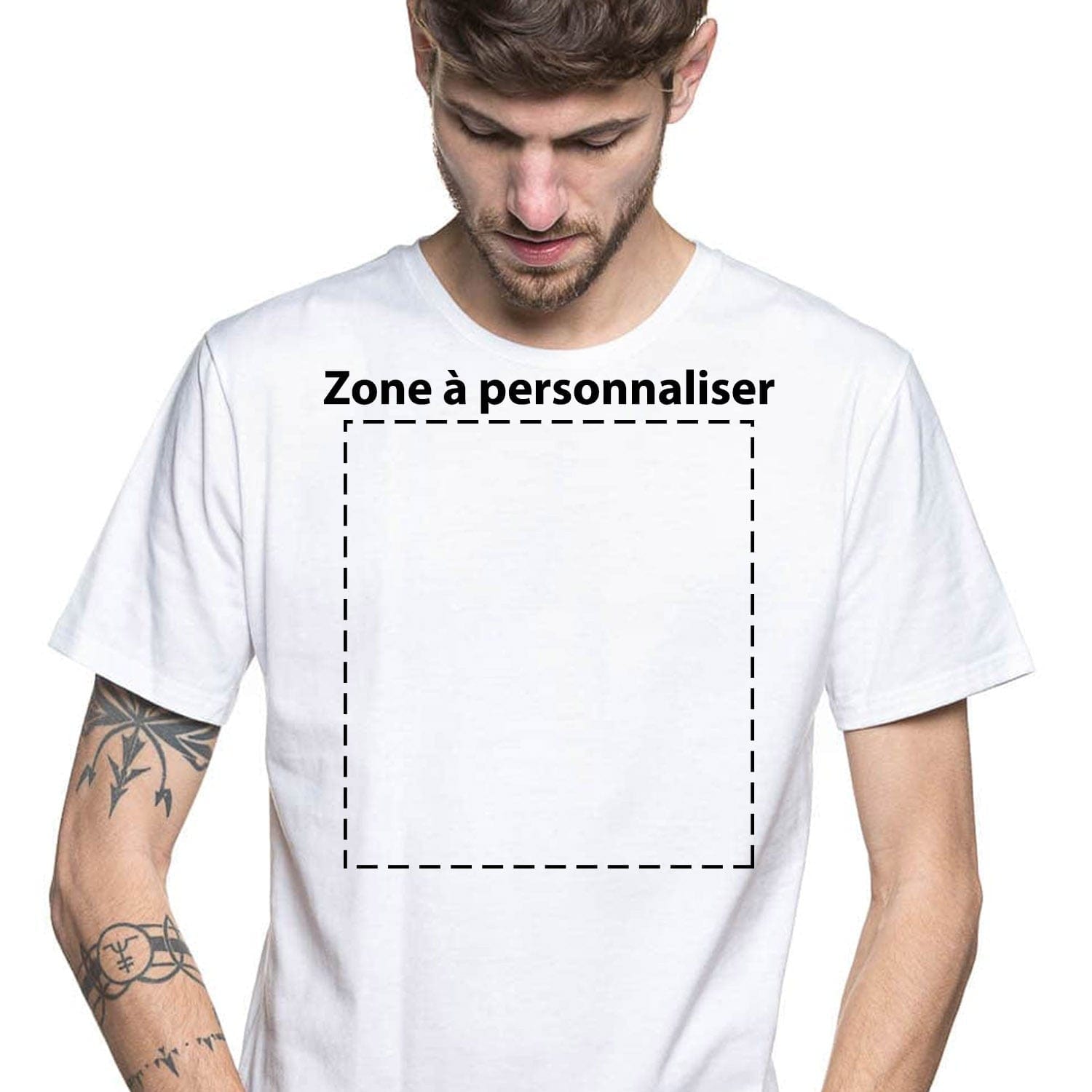 Tshirt blanc pas cher à personnaliser avec manche courte en coton bio