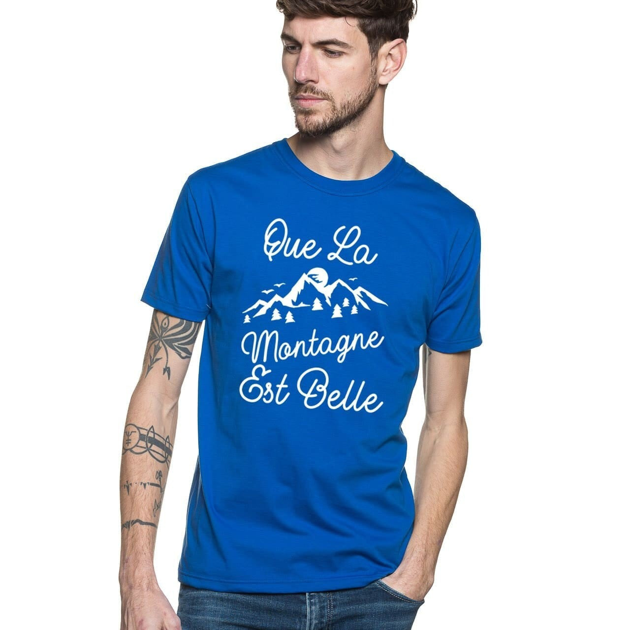 T-shirt français pour homme en coton et manche courte