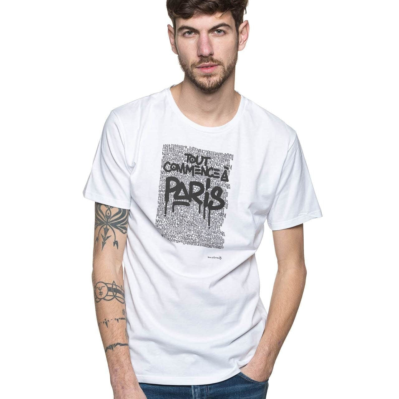 T-shirt français homme blanc à manche courte
