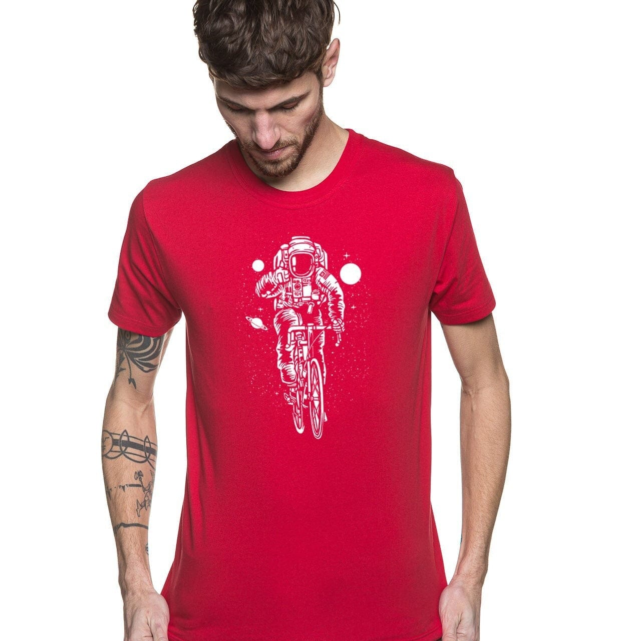 T shirt original pour homme rouge à manches courtes en coton bio