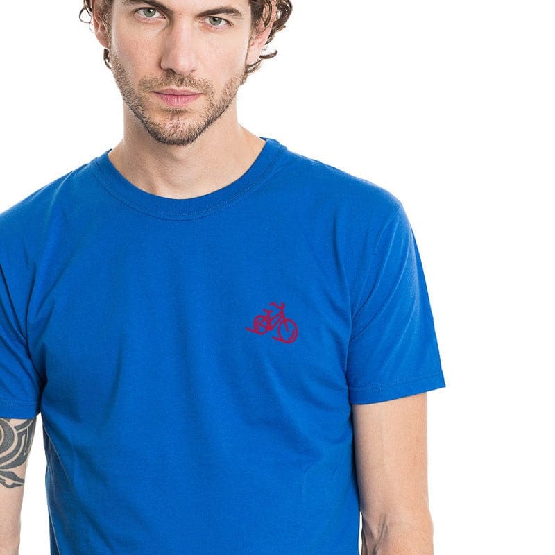 T-shirt bleu roi avec image vélo en coton bio et col rond