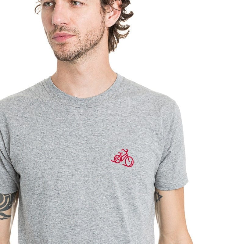 T-shirt gris avec image vélo en coton bio et col rond