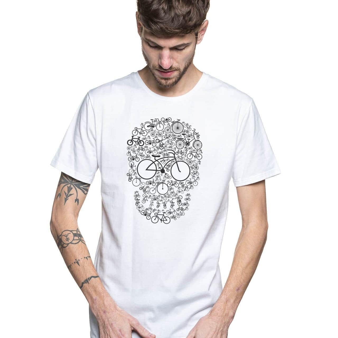 T-shirt homme tète de mort blanc à col rond