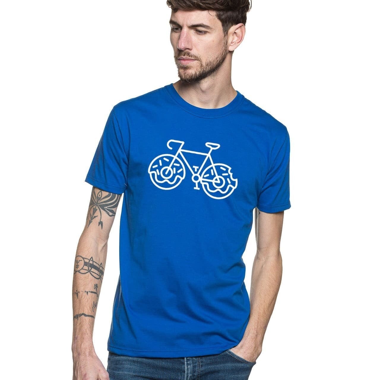 t shirt original pour homme bleu roi à manche courte en coton bio