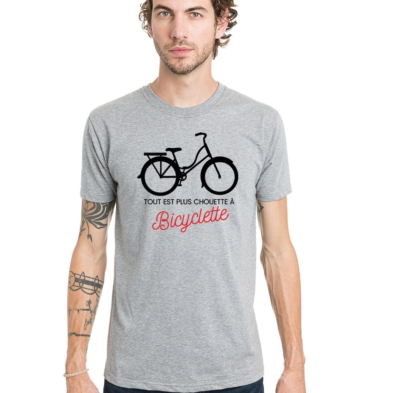T shirt original homme manche courte gris en coton