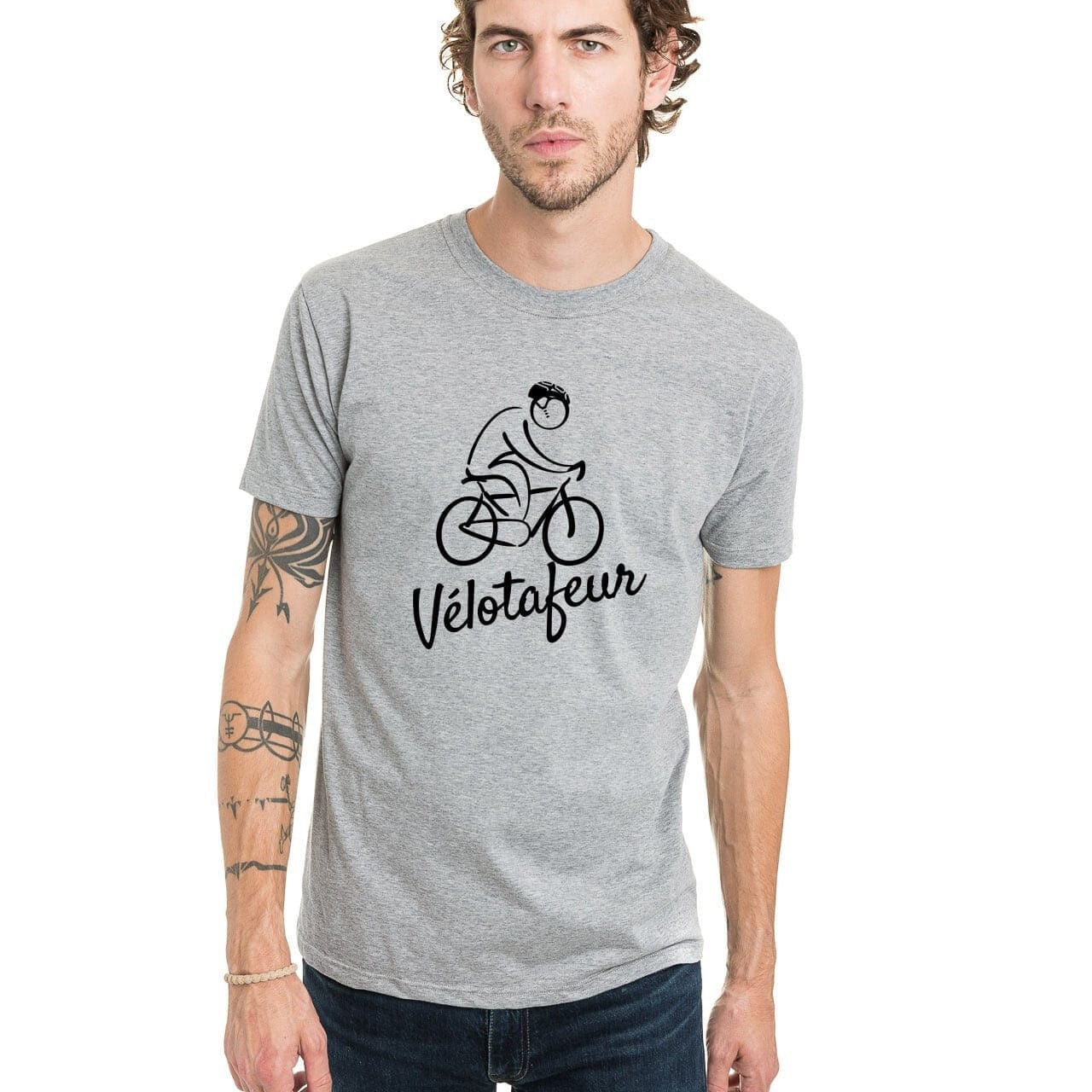 T-shirt original homme gris à manche courte en coton