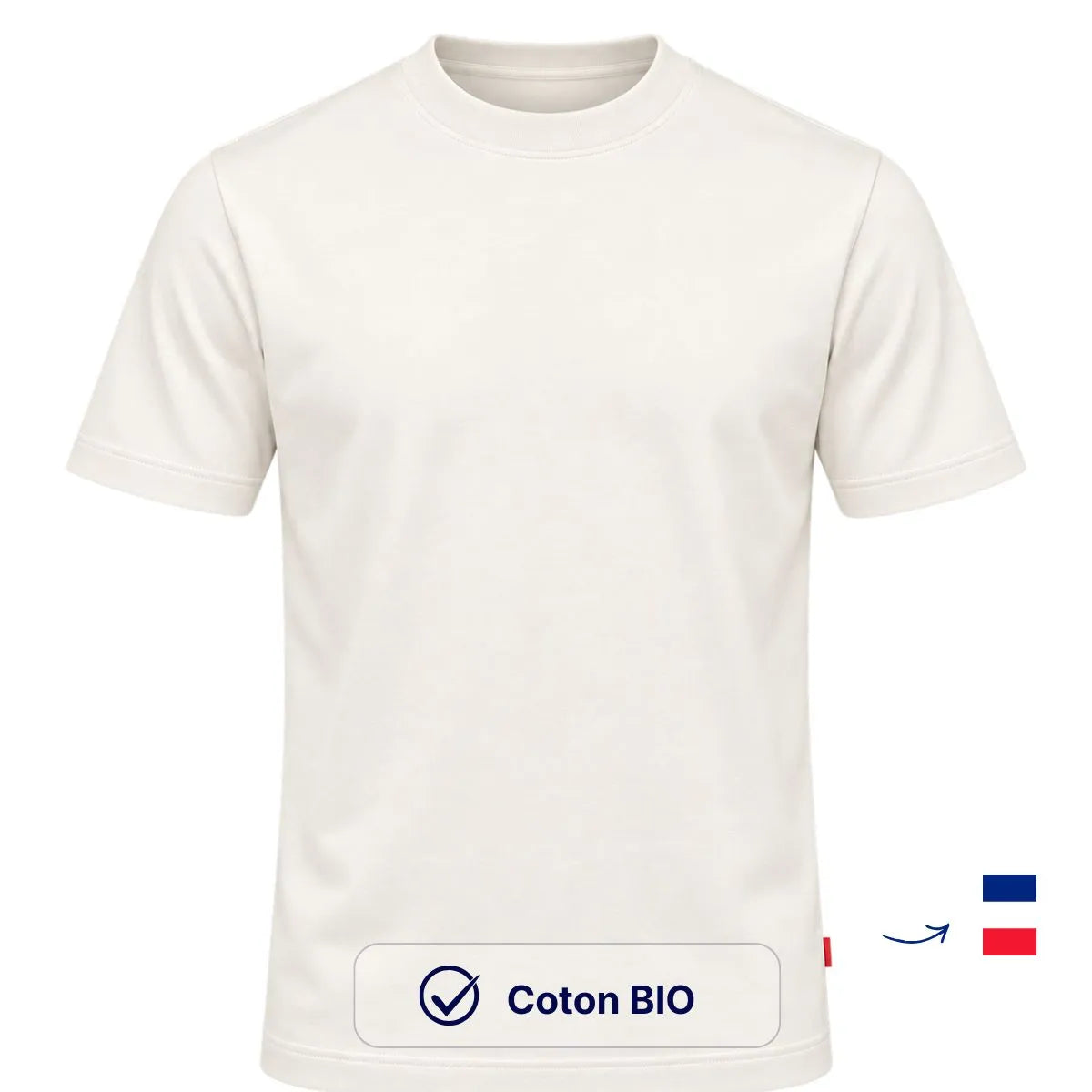 T-shirt homme interlock couleur écru 220 gramme en coton bio made in France
