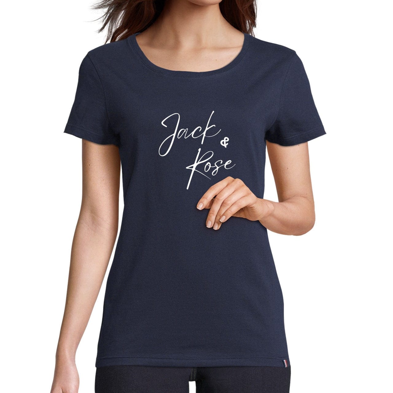 t- shirt femme coton bleu à col