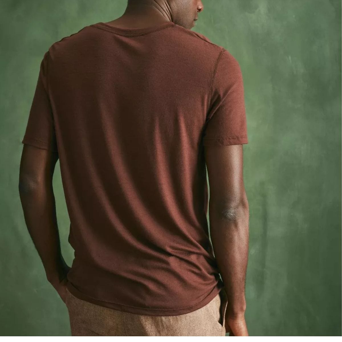 T-shirt laine merinos Homme Marron