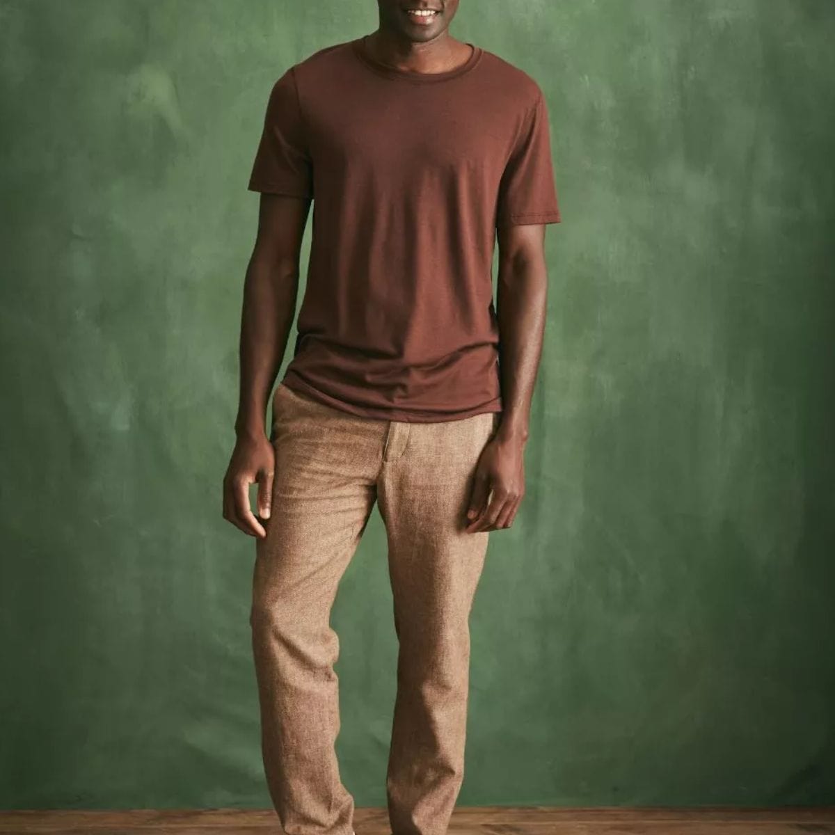 T-shirt laine merinos Homme Marron