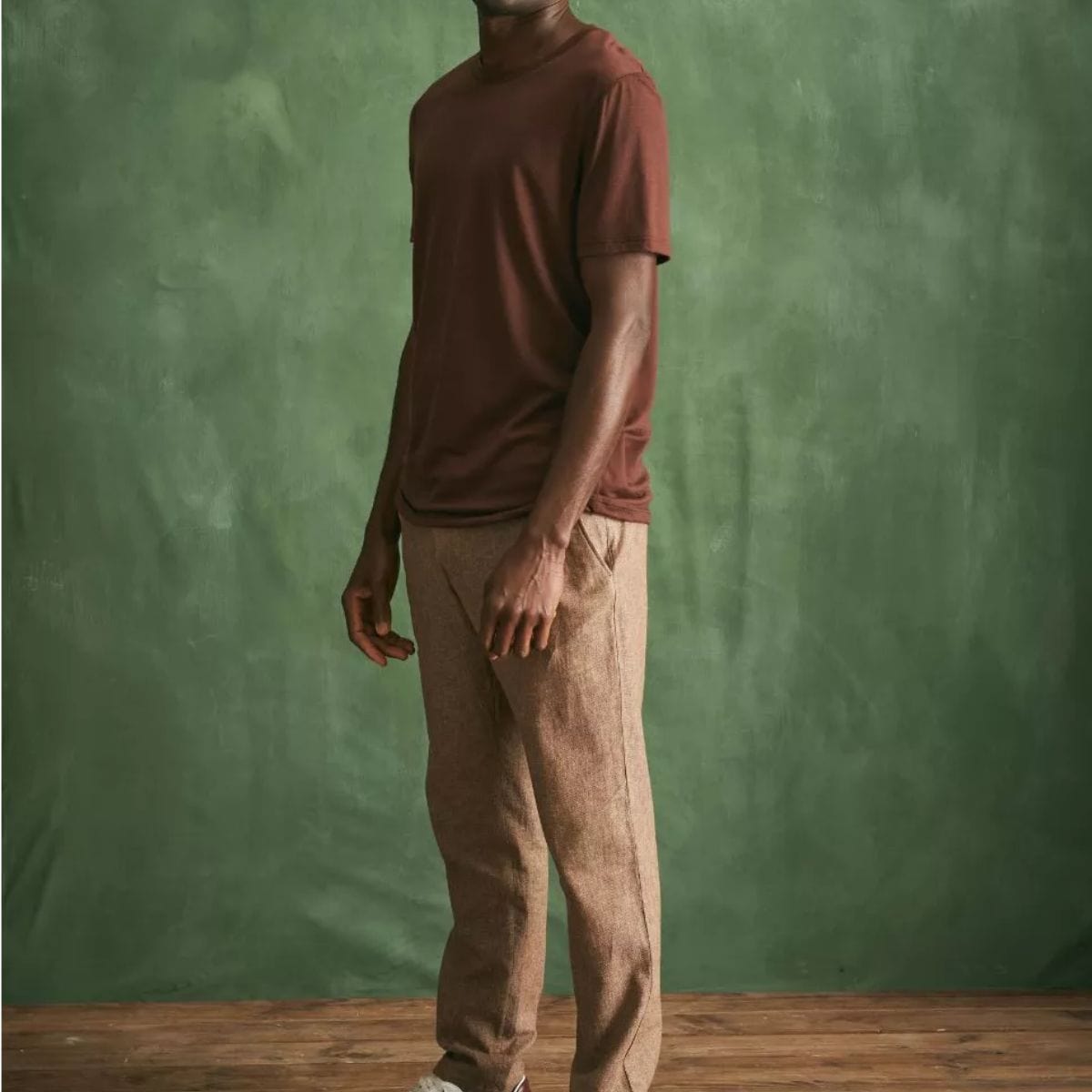 T-shirt laine merinos Homme Marron