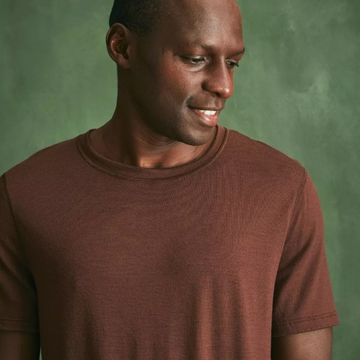 T-shirt laine merinos Homme Marron
