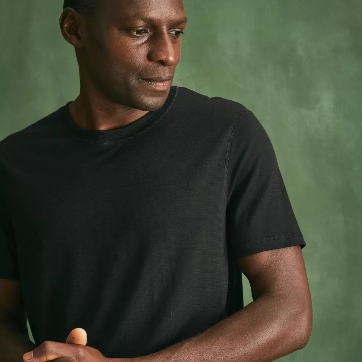 T-shirt laine mérinos Homme Noir