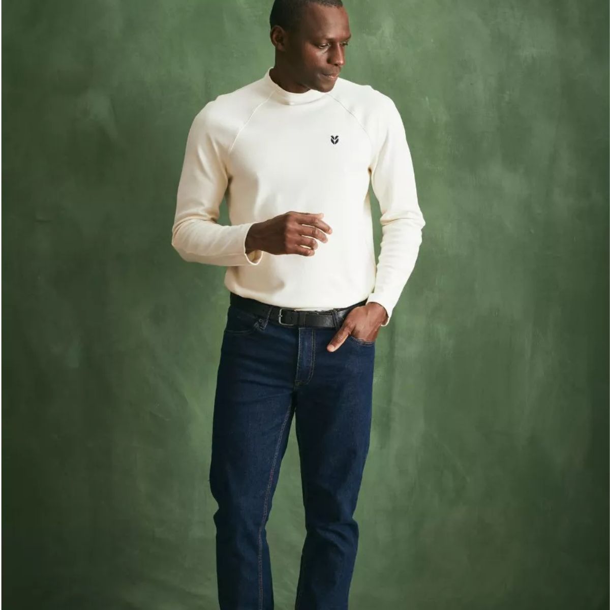 T-shirt manche longue Col Homme Ecru
