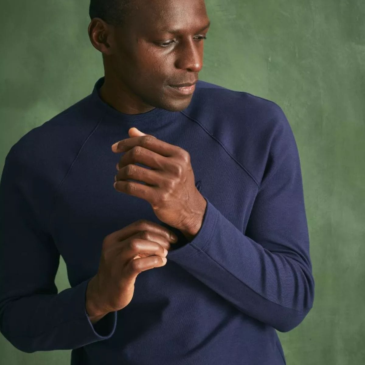 T-shirt manche longue Col Homme Marine