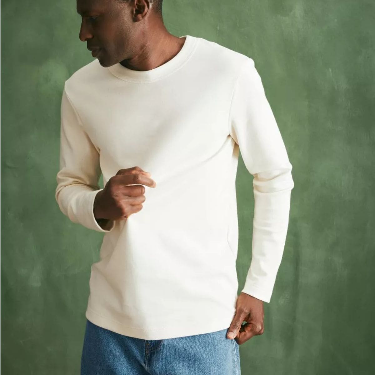 T-shirt manche longue Homme Ecru coton bio