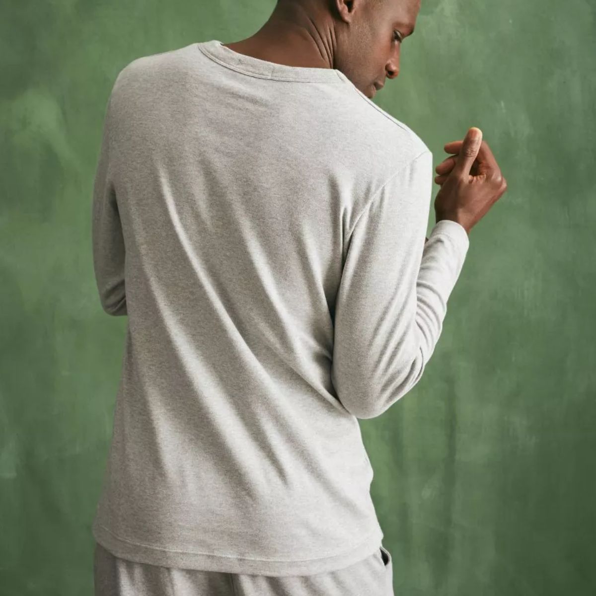 T-shirt manche longue Homme Gris coton bio