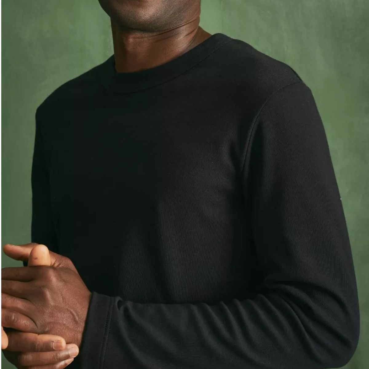 T-shirt manche longue Homme Noir coton bio