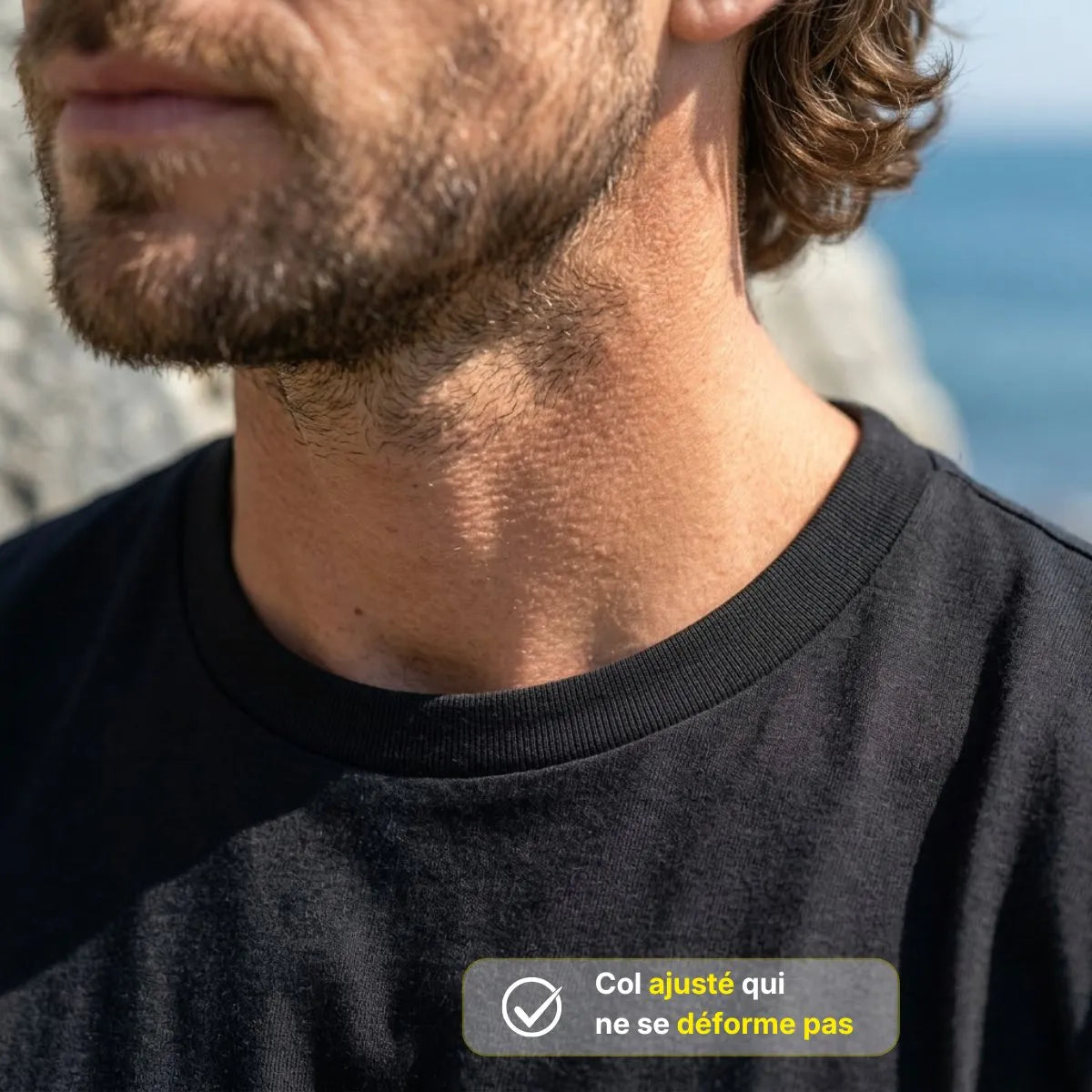 t-shirt pour homme noir super épais made in France