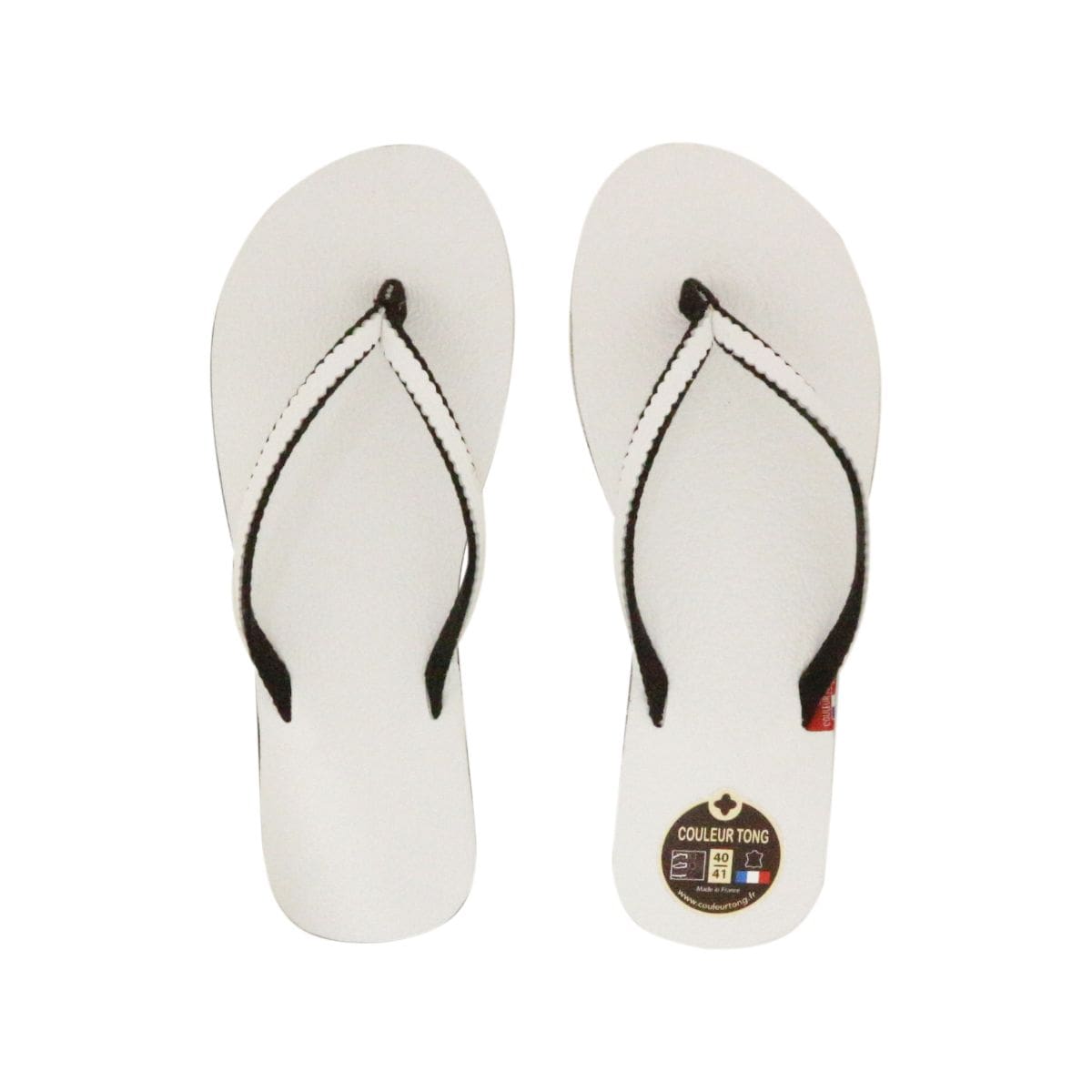 Tong blanche en cuir