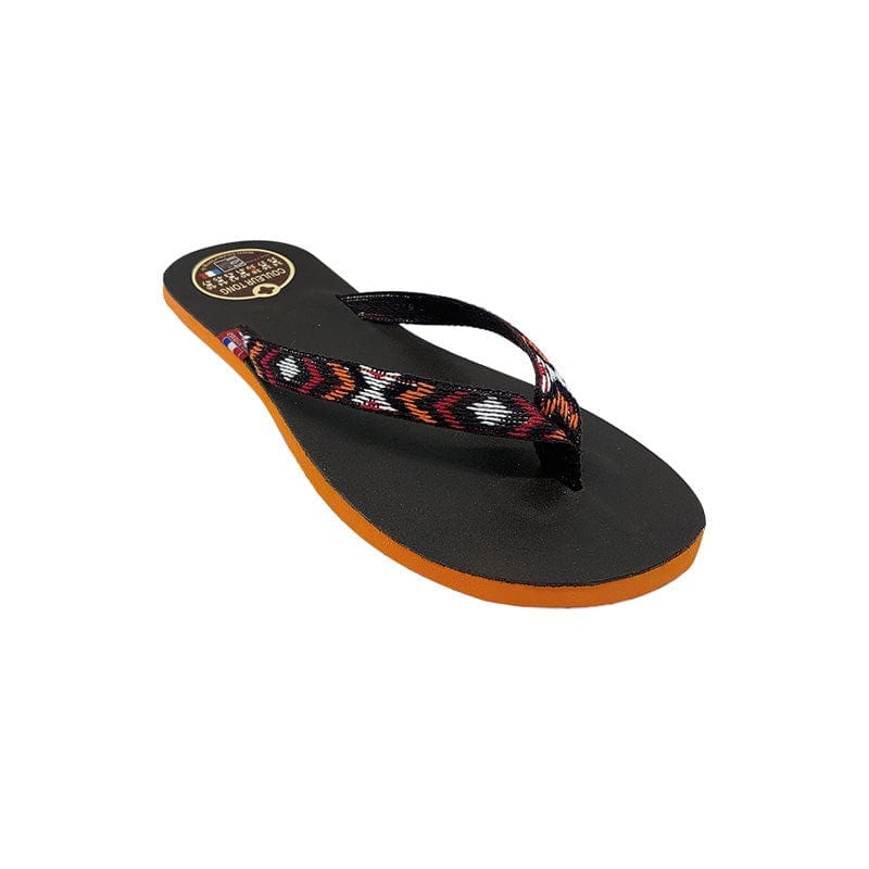 Tong en cuir chocolat orange