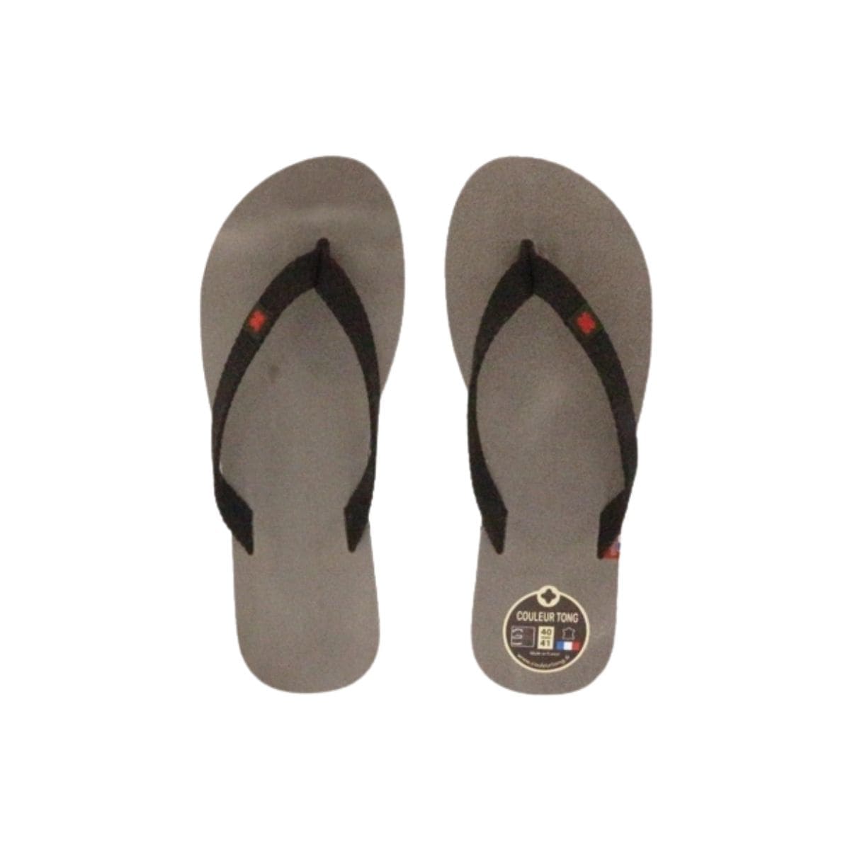 Tong en cuir taupe
