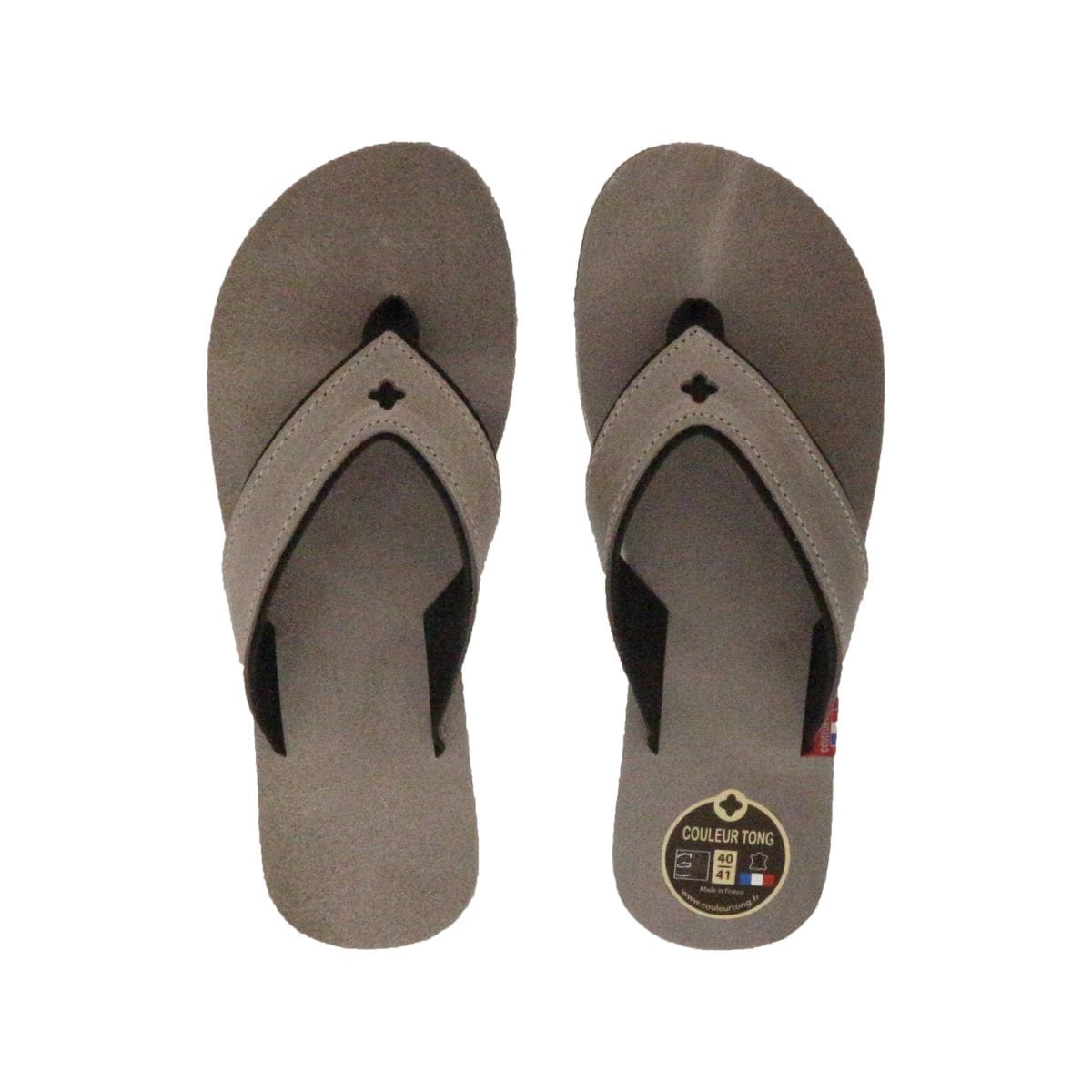 Tong en cuir taupe homme